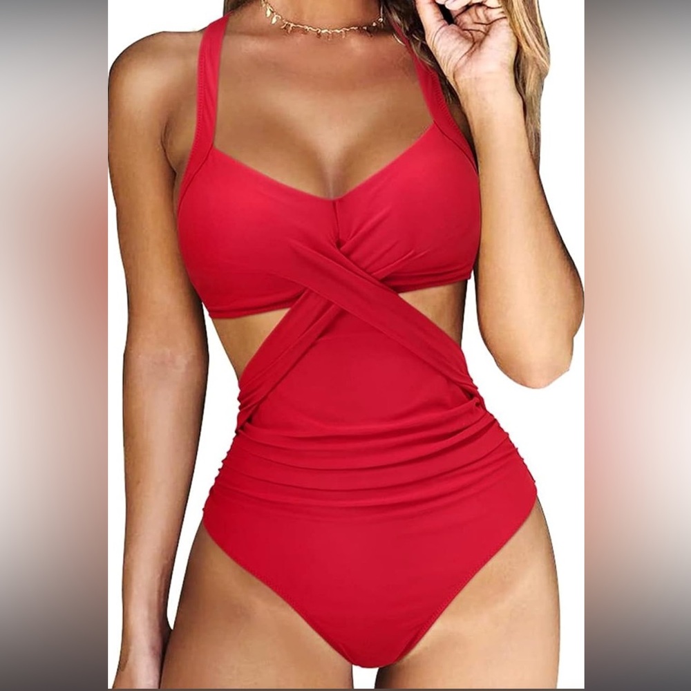 NEW• Atelier Jai Cherry Red Tummy Control Swimsuit• XL - Picture 10 of 16